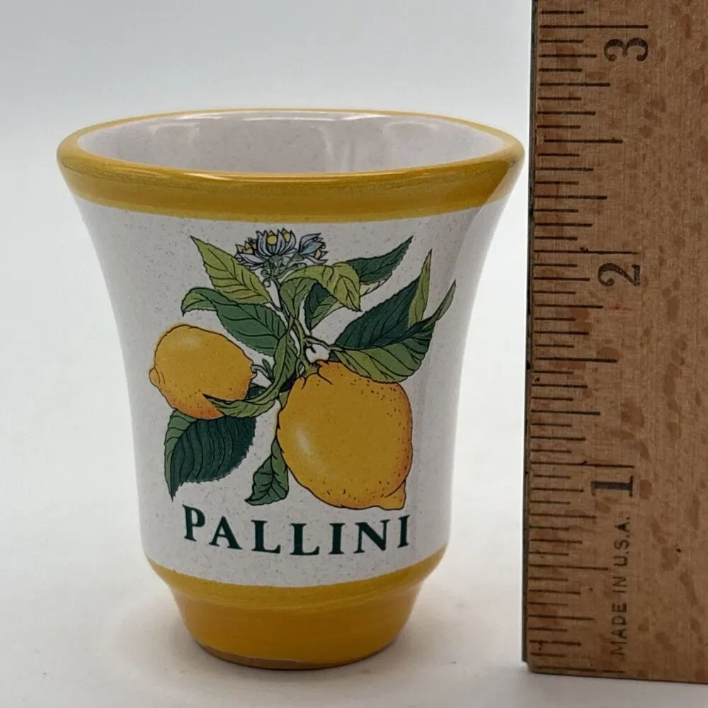 Pallini Limoncello Shot Glass Deruta Italy Pottery Barware Lemon